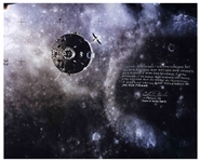 Charlie Duke Signed 20 x 16 Photo of the Apollo 16 Lunar Module After Leaving the Moon -- Good-Bye Moon!…It was like saying last farewells to an old friend