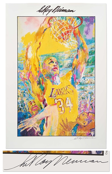 LeRoy Neiman Signed Poster Print of Shaquille ONeal From 2000