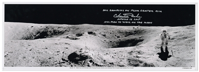 Charlie Duke Signed 23.5 Panoramic Photo at the Edge of the Plum Crater