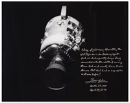 Fred Haise Signed 20 x 16 Photo of Apollo 13s Damaged Service Module -- ...And we had a pretty large bang...