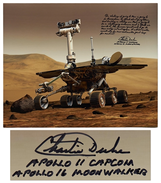 Apollo 16 Moonwalker Charlie Duke Signed 20 x 16 Photo of the Mars Rover -- The human spirit wants to go to Mars…It will be another small step for man and another giant leap for mankind!
