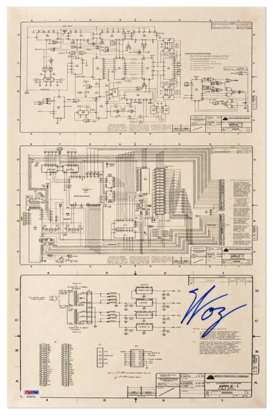 Steve Wozniak Signed Apple-1 Schematic -- With PSA/DNA COA