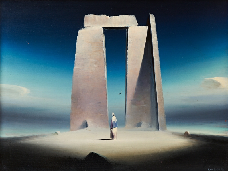 Oil on Board Artwork by Robert Watson, Artist of the 1953 Edition of The Martian Chronicles by Ray Bradbury