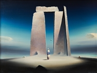 Oil on Board Artwork by Robert Watson, Artist of the 1953 Edition of The Martian Chronicles by Ray Bradbury