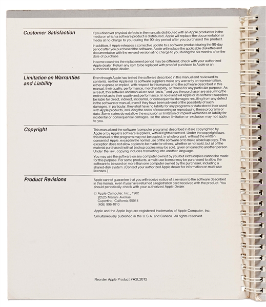 Steve Wozniak Signed Copy of the Apple II DOS Programmer's Manual from 1982 -- With PSA/DNA COA