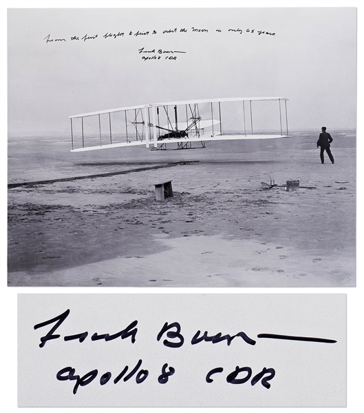 Dramatic 20'' x 16'' Photo Signed by Astronaut Frank Borman -- Reflecting on the Remarkable Progress of Aeronautics in the 20th Century