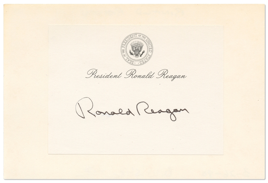 Ronald Reagan Signed Presidential Bookplate -- With University Archives COA