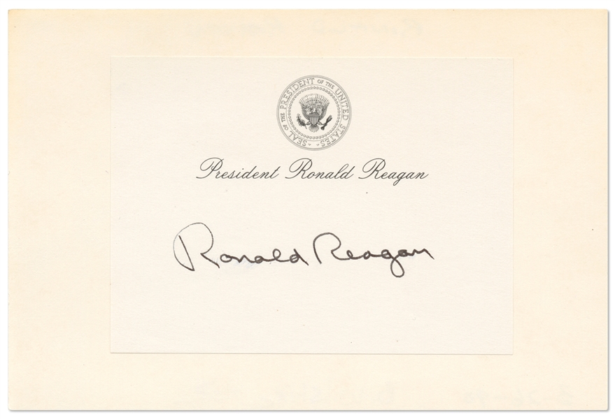 Ronald Reagan Signed Presidential Bookplate -- With University Archives COA