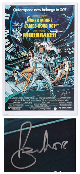 Roger Moore Signed ''Moonraker'' Poster -- With PSA/DNA COA