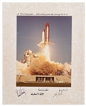 Space Shuttle Discovery STS-41D Crew-Signed Including Judy Resnick Launch Photo -- Measures 16'' x 20''