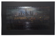 ''The Crow: City of Angels'' Concept Artwork by Syd Dutton for the Opening Scene of a Crow Flying Into Los Angeles at Night