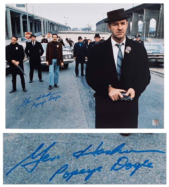 Gene Hackman Signed 20'' x 16'' Photo as Popeye Doyle From ''The French Connection''