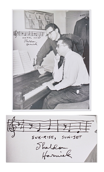 Sheldon Harnick Signed 8.5 x 11 Photo with Autograph Musical Quotation from Fiddler on the Roof for Sunrise, Sunset -- With PSA/DNA COA