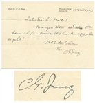 Carl Jung Autograph Note Signed on His Personal Stationery