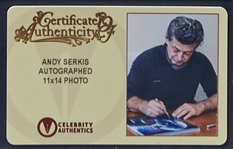 Andy Serkis Signed 11'' x 14'' Photo as Gollum from ''Lord of the Rings'' -- Framed with a Replica of the One Ring