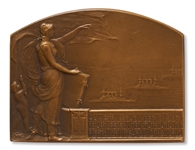 Theodore Roosevelt Bronze Plaquette by Barber & Morgan Honoring Roosevelt's ''Great White Fleet''