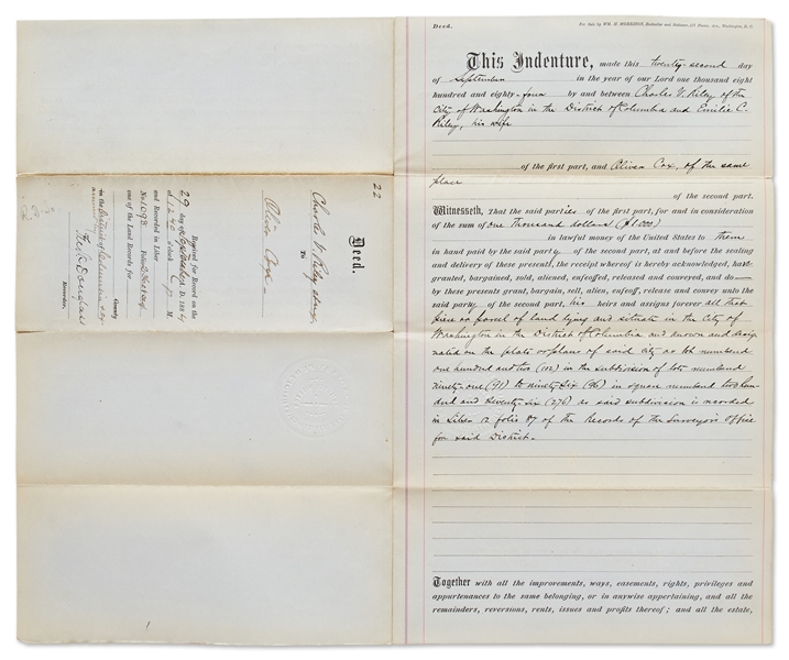 Frederick Douglass Document Signed as Recorder of Deeds