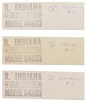 Robert Indiana Signed ''LOVE'' Artwork on 8.5'' x 11'' Sheet -- With His Orange, Green & Violet Color Swatches