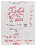 Robert Indiana Signed LOVE Sketch in Bold Red and Black