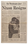''The Washington Post'' Mat from 9 August 1974 with the Historic Headline of ''Nixon Resigns'' -- Includes Original Newspaper