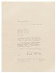 Letter Signed by Cole Porter Referencing ''...a new song, FAREWELL AMANDA...Will you please have it copyrighted quickly?...''