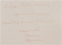 Large 11'' x 14'' Signed Photo of Norman Rockwell -- Also With Handwritten Note by Rockwell on Back