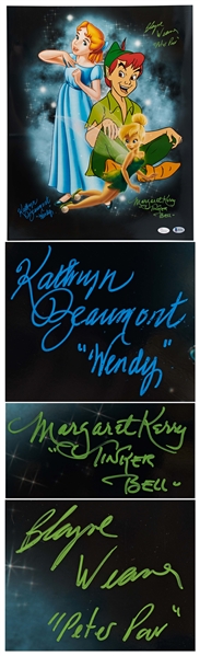 Large 14'' x 11'' Photo Signed by ''Peter Pan'' Actors: Kathryn Beaumont as Wendy, Blayne Weaver as Peter Pan & Margaret Kerry as Tinker Bell -- With Beckett & JSA COAs