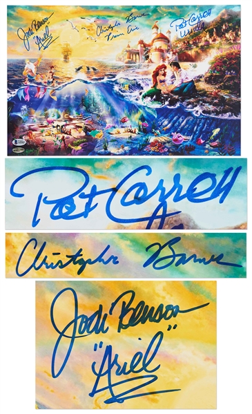 ''The Little Mermaid'' Cast-Signed 11'' x 17'' Photo -- Signed by Jodi Benson as Ariel, Christopher Barnes as Prince Eric & Pat Carroll as Ursula -- With Beckett COA