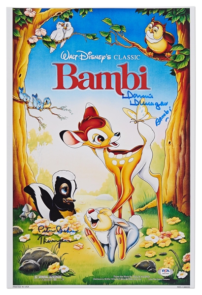 ''Bambi'' Cast-Signed 12'' x 18'' Poster Photo -- Signed by the Original Actors Who Voiced Bambi & Thumper in the 1942 Film -- With PSA/DNA COA