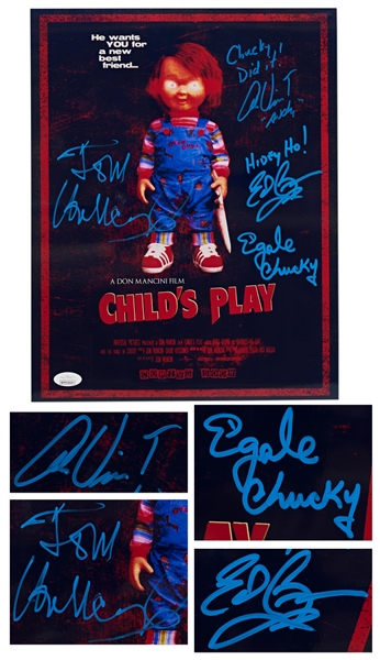 ''Child's Play'' Cast-Signed 11'' x 14'' Photo -- The First Movie Featuring Horror Movie Villain Chucky -- With JSA COA