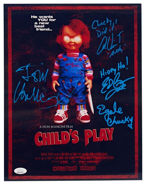 ''Child's Play'' Cast-Signed 11'' x 14'' Photo -- The First Movie Featuring Horror Movie Villain Chucky -- With JSA COA