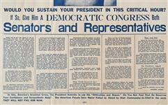 Woodrow Wilson Political Poster from 1918 -- Asks Voters to Give Wilson a Democratic Congress