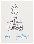 James Stewart Signed Sketch of the Rabbit in ''Harvey''
