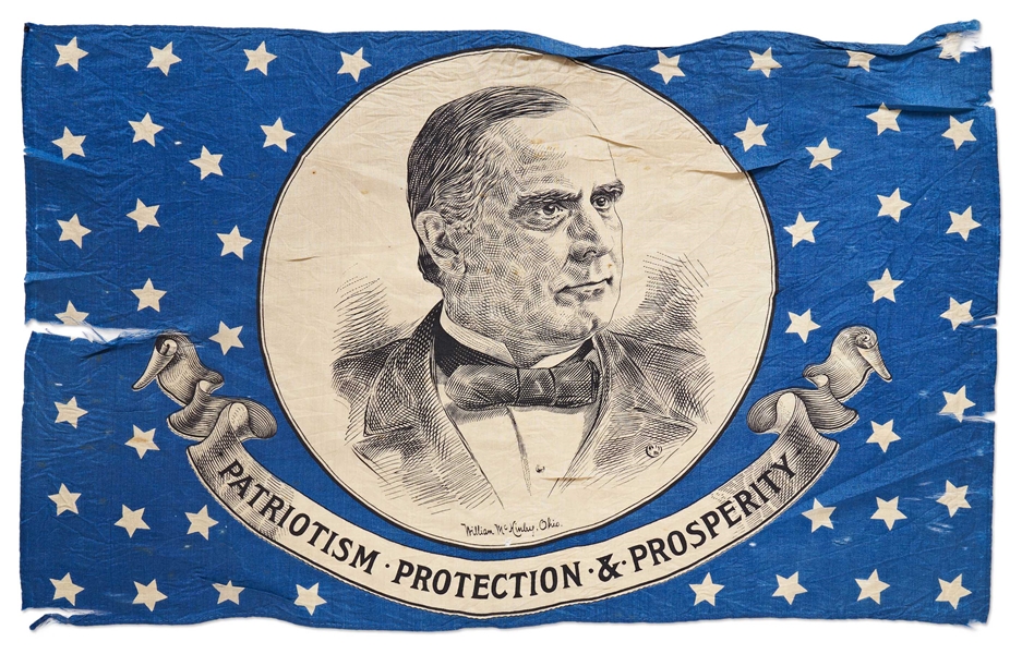 Silk Flag from William McKinleys 1896 Presidential Campaign