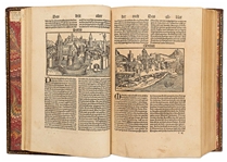 Scarce 1500 Third German Edition of ''Nuremberg Chronicle'' & the First Pirated German Edition -- Complete with Double Page Map of Europe