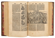 Scarce 1500 Third German Edition of ''Nuremberg Chronicle'' & the First Pirated German Edition -- Complete with Double Page Map of Europe