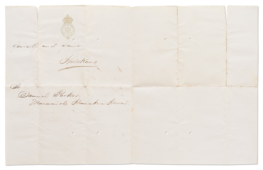 King Kalakaua Autograph Letter Signed -- Kalakaua Was the Last King of the Hawaiian Islands