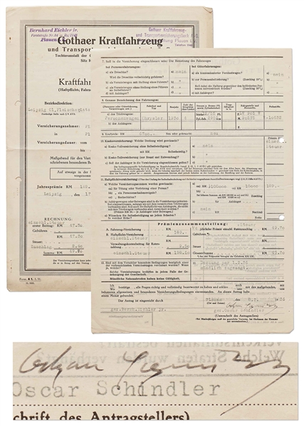 Very Rare Oscar Schindler Pre-World War II Document Signed from 1936 -- With University Archives COA