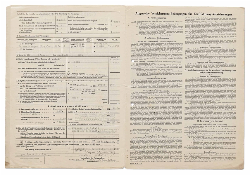 Very Rare Oscar Schindler Pre-World War II Document Signed from 1936 -- With University Archives COA
