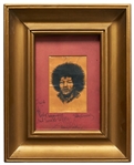 Jimi Hendrix Signed Matted Artwork of Himself -- Uninscribed and with Roger Epperson COA