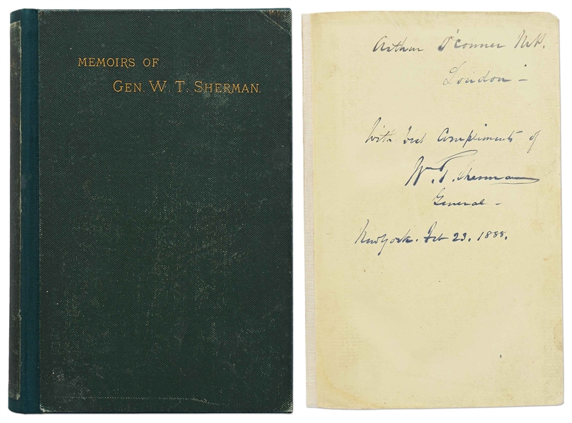 Civil War General William Tecumseh Sherman Signed Memoirs