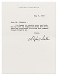 Stephen Sondheim Letter Signed -- ''…my life is simply too busy…''