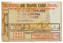 Lot of 3 Items Signed by Frank Sinatra -- Includes 8'' x 9.5'' Signed Photo, Frank's Personally Owned & Signed Air Travel Card from 1941-42 & Signed Note Written to Himself