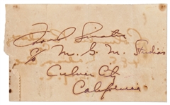 Lot of 3 Items Signed by Frank Sinatra -- Includes 8'' x 9.5'' Signed Photo, Frank's Personally Owned & Signed Air Travel Card from 1941-42 & Signed Note Written to Himself