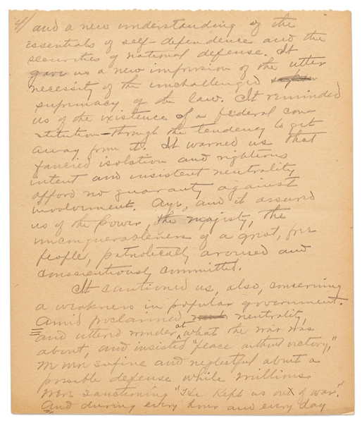 Warren G. Harding Signed & Handwritten 33pp. Speech -- ''We ought to declare an end to bureaucracy, crowned with autocracy…to a government by law and the free activities of a law-abiding people''