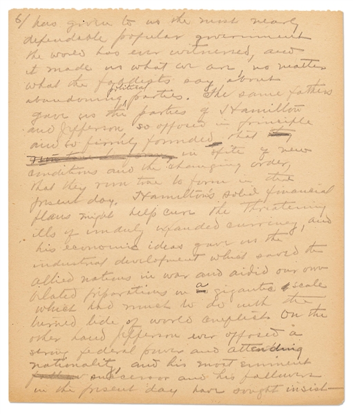 Warren G. Harding Signed & Handwritten 33pp. Speech -- ''We ought to declare an end to bureaucracy, crowned with autocracy…to a government by law and the free activities of a law-abiding people''