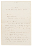 Ulysses S. Grant Letter of State Signed as President -- Grant Congratulates the President of Peru on His Inauguration