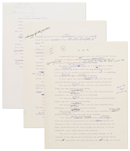 Jimmy Carter Heavily Hand-Annotated Speech from His 1976 Presidential Campaign -- ...we are being ruled by special interests...