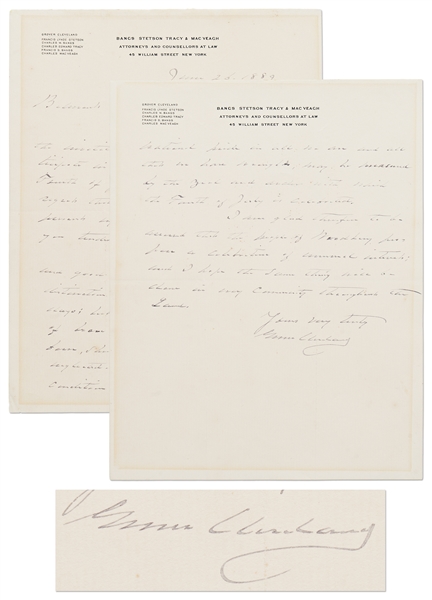 Grover Cleveland Autograph Letter Signed Regarding the 4th of July -- American patriotism and our national pride...may be measured by the zeal...with which the Fourth of July is celebrated