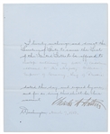Chester Arthur Document Signed as President, Sending Condolences to the Emperor of Germany